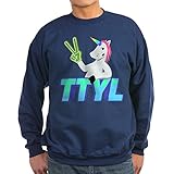 CafePress Sweatshirt mit Emoji-Einhorn, TTYL, klassisch, Rundhalsausschnitt Gr. XXL, navy