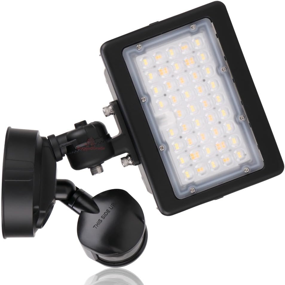 RuggedGrade Kivo II Series 30W LED Flood Light - 4,350 Lumens - Color Selectable 3000K/4000K/5000K - Outdoor Security Light - Knuckle Mount - Motion Sensor & Junction Box - DLC 5.1 Premium
