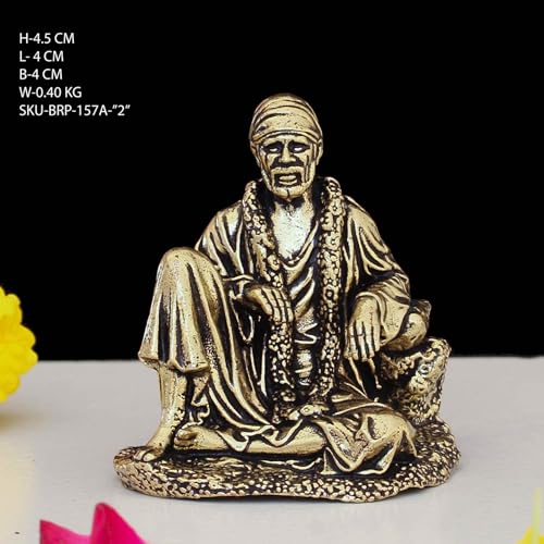 Image of INDICAST Brass 2 inch Sai Baba Statue | Symbol of Faith and Blessings | Sai Baba Murti Hindu God Idol Figurine Perfect for Decoration Puja & Gifting Purpose Sculpture (Weight- 50gm)