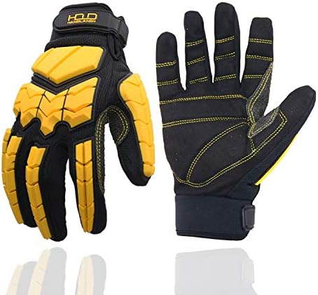 HANDLANDY Anti Vibration Work Gloves, SBR Fingers & Palm Padded Work Gloves, Men Safety Impact Reducing Gloves (Medium)