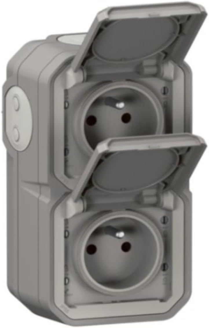 LEGRAND - Двойная водонепроницаемая розетка IP55 с заземлением Plexo - 2P+T 16A полноразмерная розетка с окошком - для видимого мо