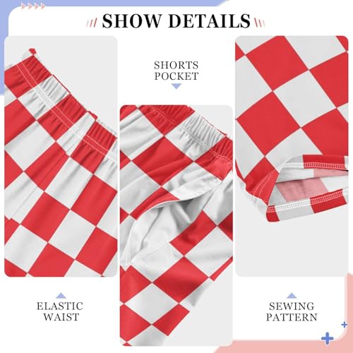 Red White Checkerboard Pajama Pants Long Sleep Pant Soft PJ Bottoms Sleepwear4