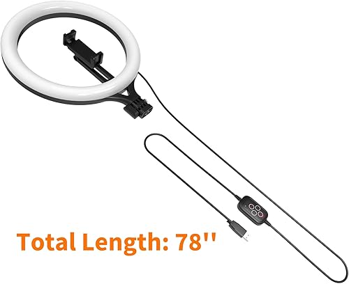 Miniatura 4 de Piezas de repuesto de luz de anillo de 10 pulgadas, regulables con 2 cabezales de bola universales, puerto USB, 10 W5 V2 A