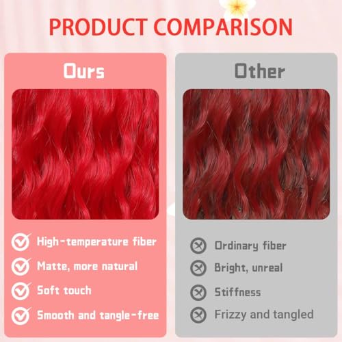 Image of Pastel Dark Red Wavy Bob Wig for Women, Short Shoulder Length Synthetic Wig with Bangs, Matte Natural Realistic Look Lightweight Hairpiece, Red Color for Daily Wear & Cosplay Costume