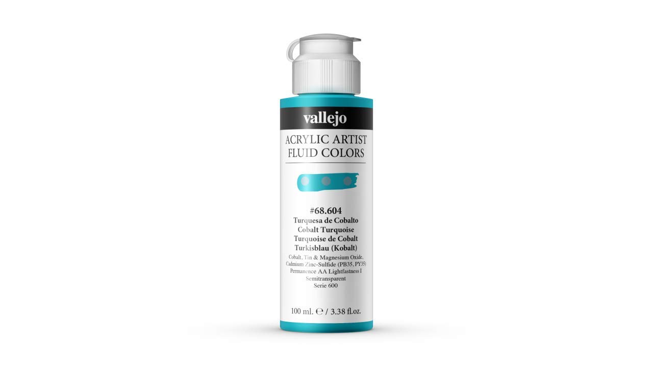 Vallejo Acrylic Fluid Color 68604 Cobalt Turquoise (100ml)