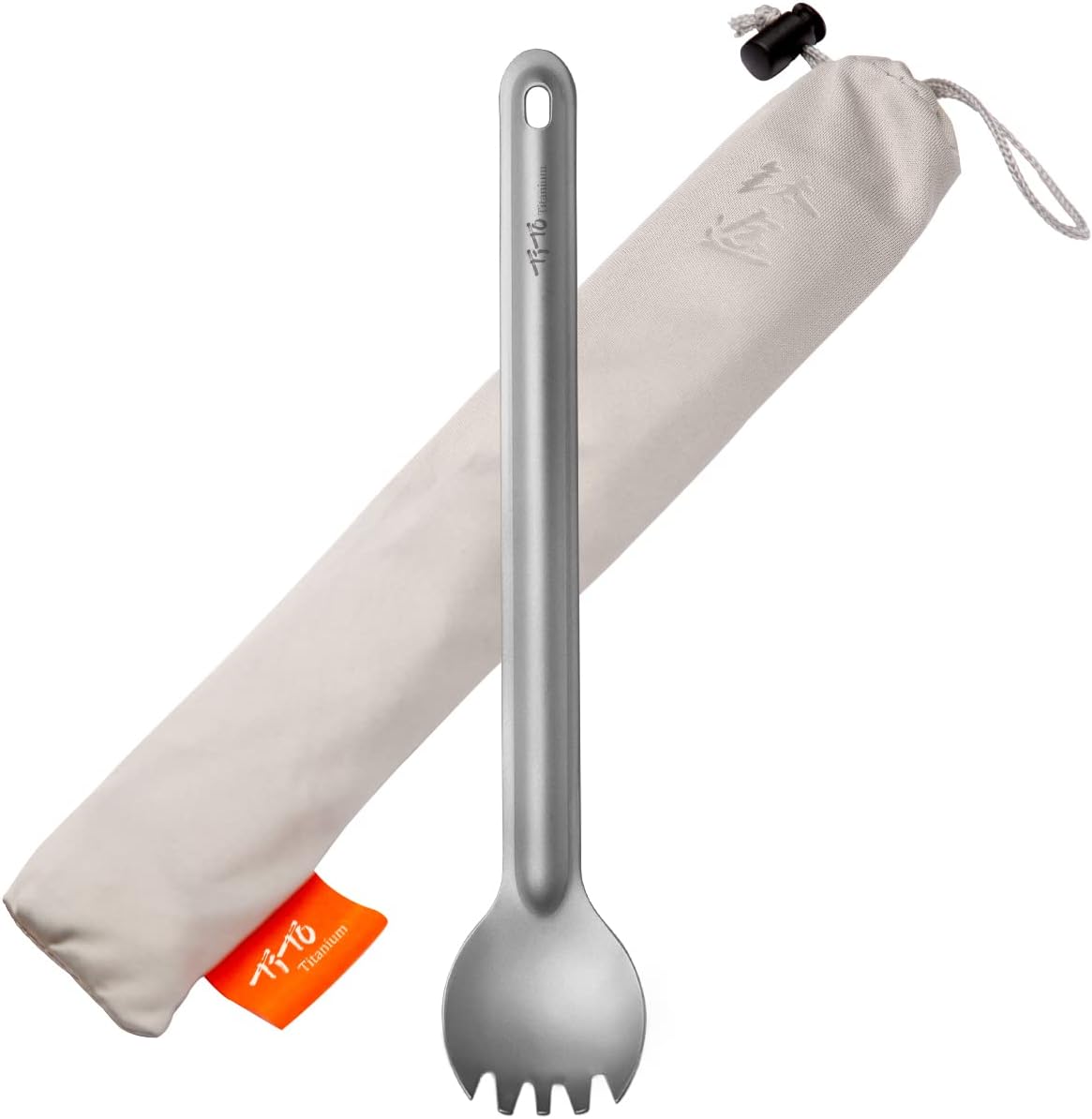 Long Handle Spork and Spoon Camping Portabale Flatware | Eco-Friendly Cutlery for Home Outdoor Ultralight Backpacking Hiking Travel Picnic Tableware with Bag(Sandblasting Spork)