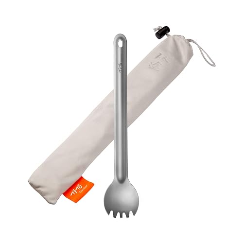 TiTo Titanium Long Handle Spork and Spoon Camping Portabale Flatware