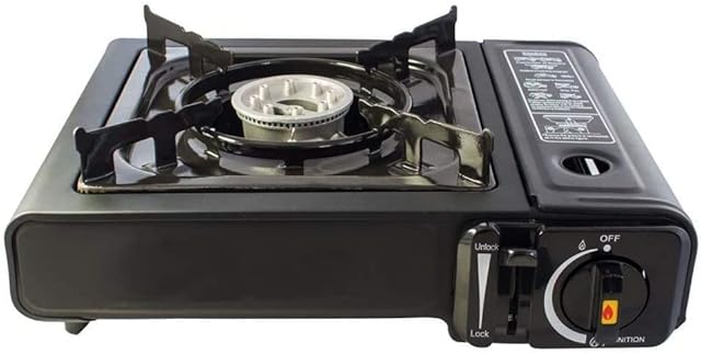 EPISENT Portable Gas Stove - Perfect for Weekend Camping Trips, Deck Parties, Table Top Cooking, Boating, Fishing and Caravan Holidays - Single Burner - Includes Carry Case for Easy Transport.