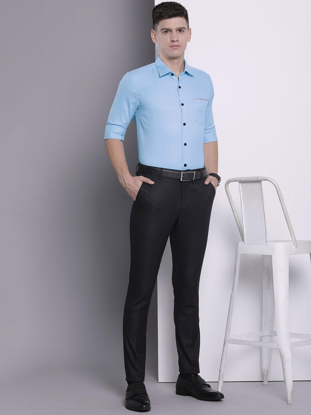 CB-COLEBROOK Camicia da uomo tinta unita a maniche lunghe resistente alle pieghe regular fit cotone chic tinta unita camicie formali per gli uomini