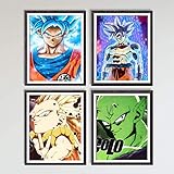 Kunstdruck Naruto MS Fun Kunstdruck auf Leinwand, Motiv: Ultra DBZ Super Saiyan Son Goku Piccolo Gotenks, japanischer Anime, 20,3 x 25,4 cm, ohne Rahmen, 4 Stück