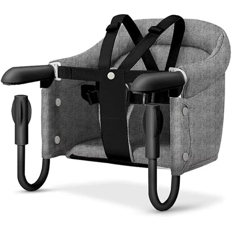 Humpy Dumpy Faltbar Babysitz | Baby Tischsitz | Baby Hochstuhl | Kinder Hochstuhl | Sitzerhöhung für zu Hause und Unterwegs mit Transporttasche | Reisestuhl für baby und Kinder (Grau) Cover