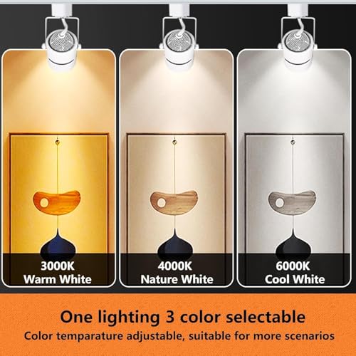 Image of 6PCS White GU10 Track Lights,10W 3CCT Dimmable Replaceable Bulbs | White GU10 LED ceiling spotlight fixtures with replaceable 10W bulbs, switchable 3CCT and dimmable brightness from 20% to 100