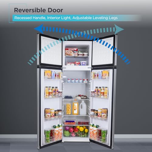 Image of BLACK+DECKER 10 Cu. Ft. Top Mount Refrigerator with Freezer, 2 Door Fridge with Top Freezer and Mechanical Temperature Control, For Homes and Apartments, BDA10LAS, Stainless Steel Look