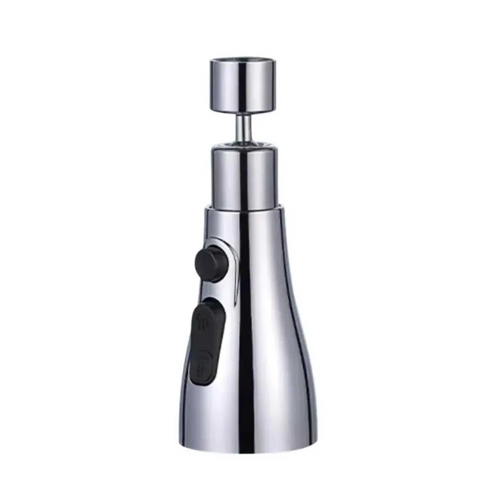Grifo de cocina monomando con acabado plateado brillante y cabezal rociador flexible