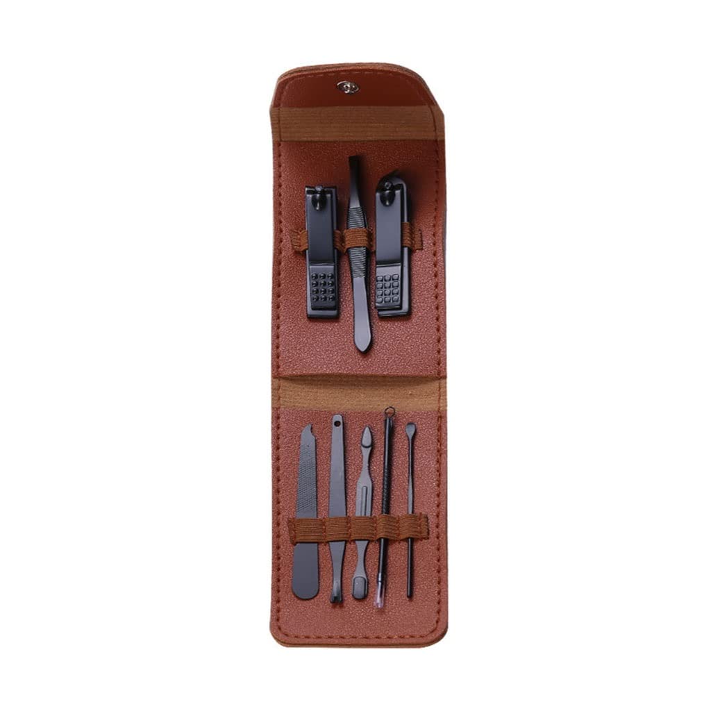 Kit de cortaúñas Kit de cortaúñas Pedicura profesional Kit de uñas de acero inoxidable Herramienta de belleza Kit de belleza con estuche de cuero de PU de moda portátil Juego de manicura (Color : Brow