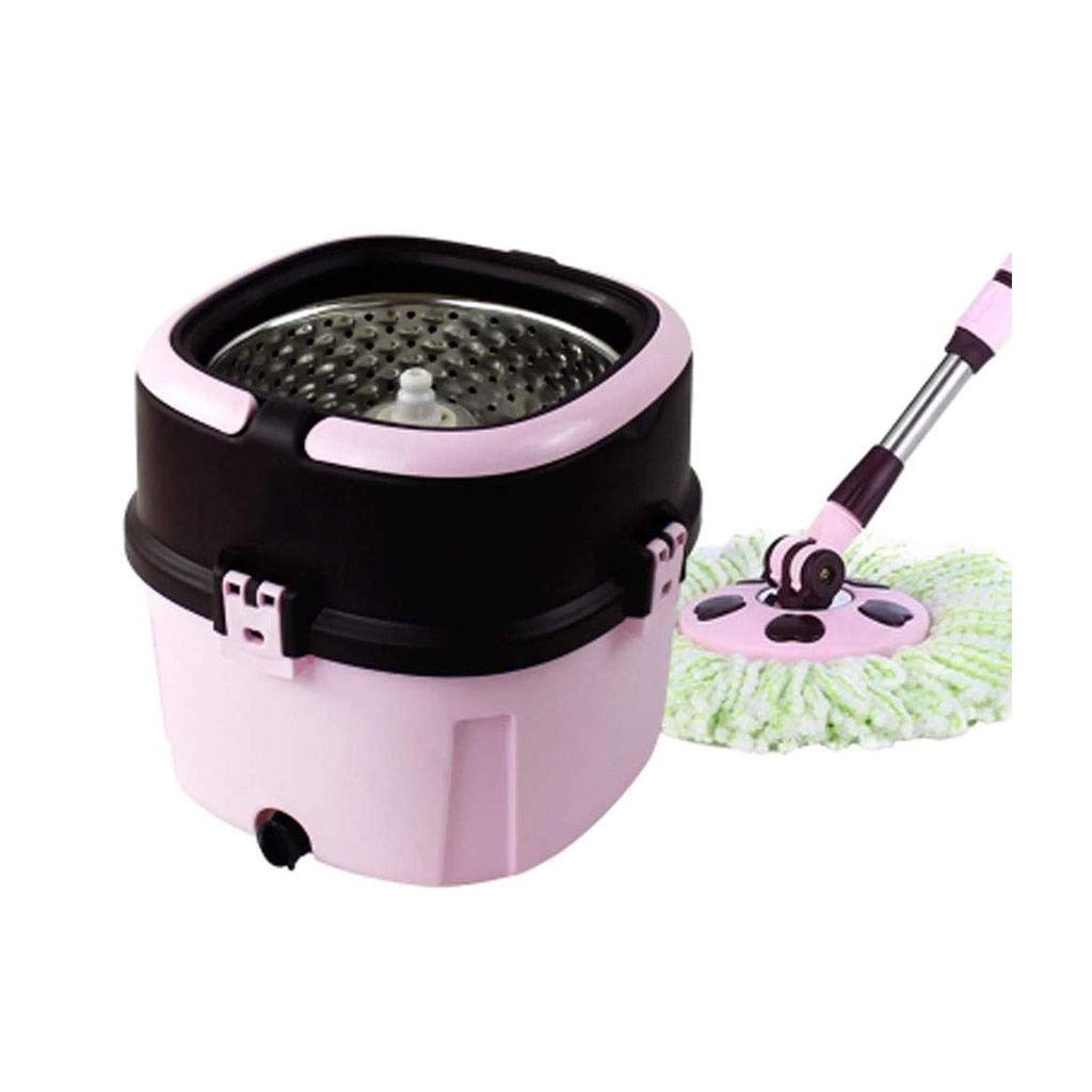 Mopa rotatoria， Trapeador giratorio automático de 360° con cubos apilables y dos cabezales de microfibra. Lavable a máquina, fácil de manejar y guardar.