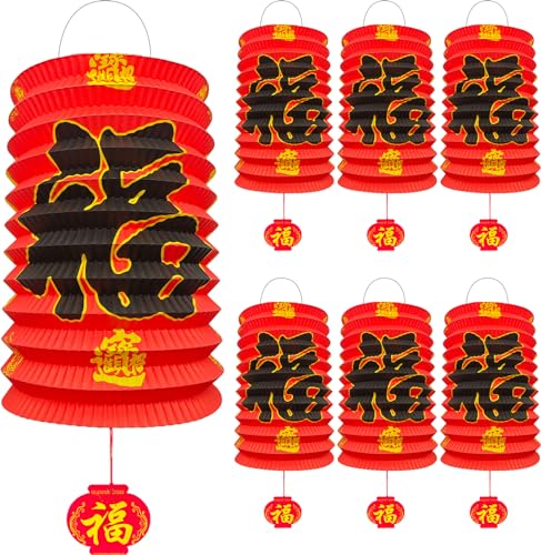 6Pcs Chinese New Year Decorations 2025, 6.3*9.8In Year of The Snake Red Fu...
