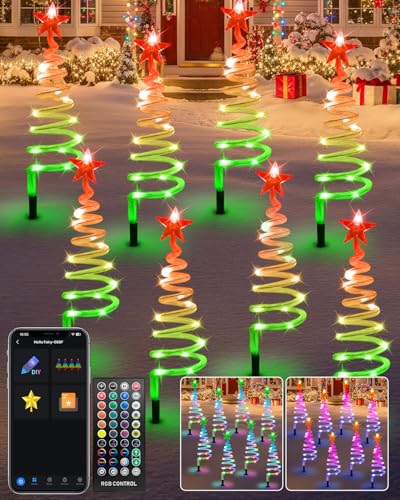 8 Pack Smart Christmas Pathway Lights Outdoor APP Control, Multicolor
