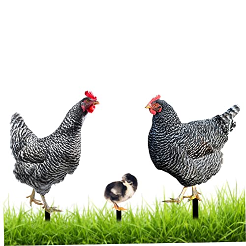 Gcroet Jardín Decorativo Estatua de Pollo Patio Arte de la gallina Adornos de la estaca de Pollo Decoración de Figuras de Animales para 3pcs al Aire Libre