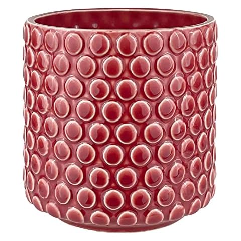 Nordring Ceramic Flower Pot Dotty - colorful Planter, Pot for plants, sukkulents Size M (12,5 cm ø) Dia 5'' H 5'', Stoneware, red Cover