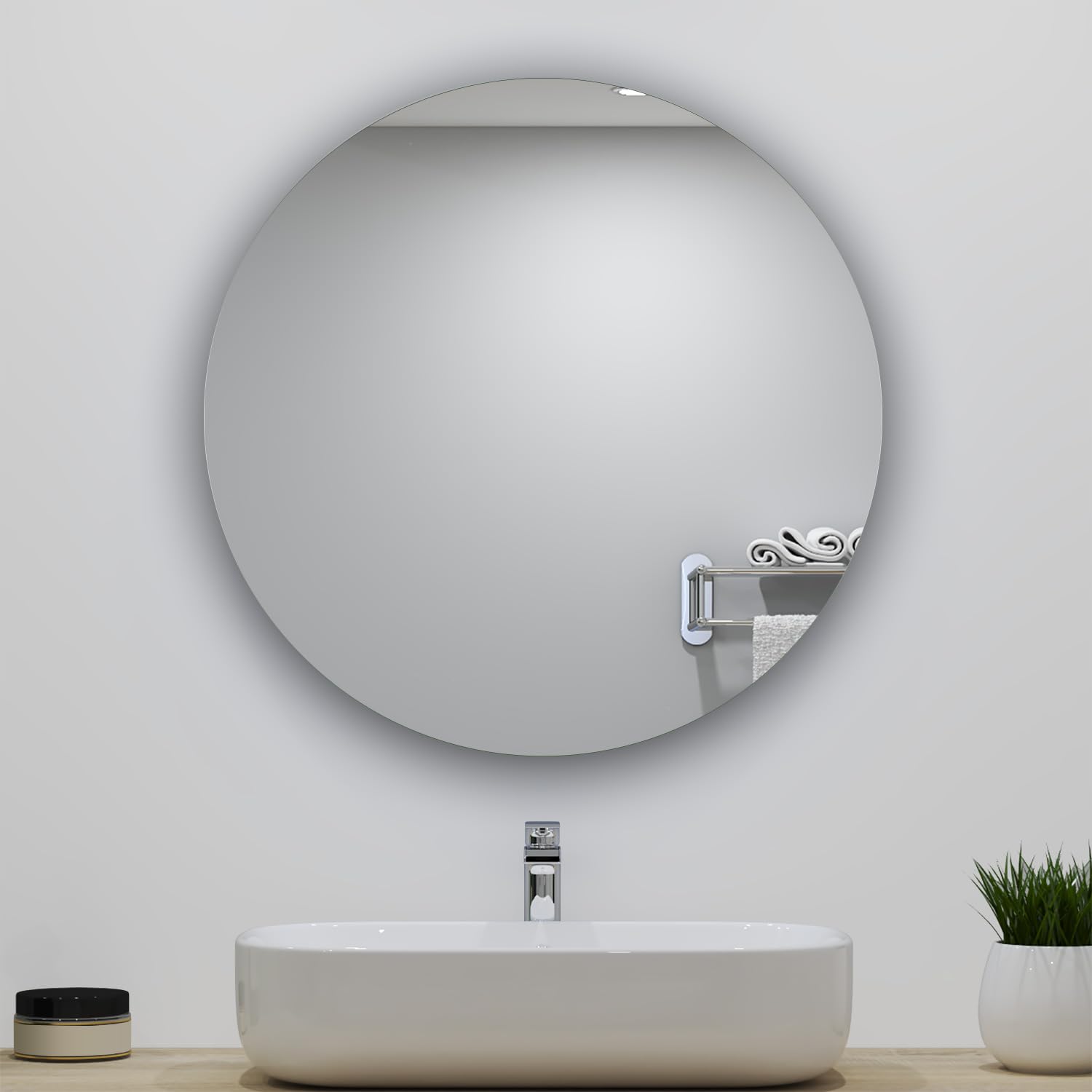 Acezanble 80cm Round Mirror, Large Circle Hanging Wall Mirror ...