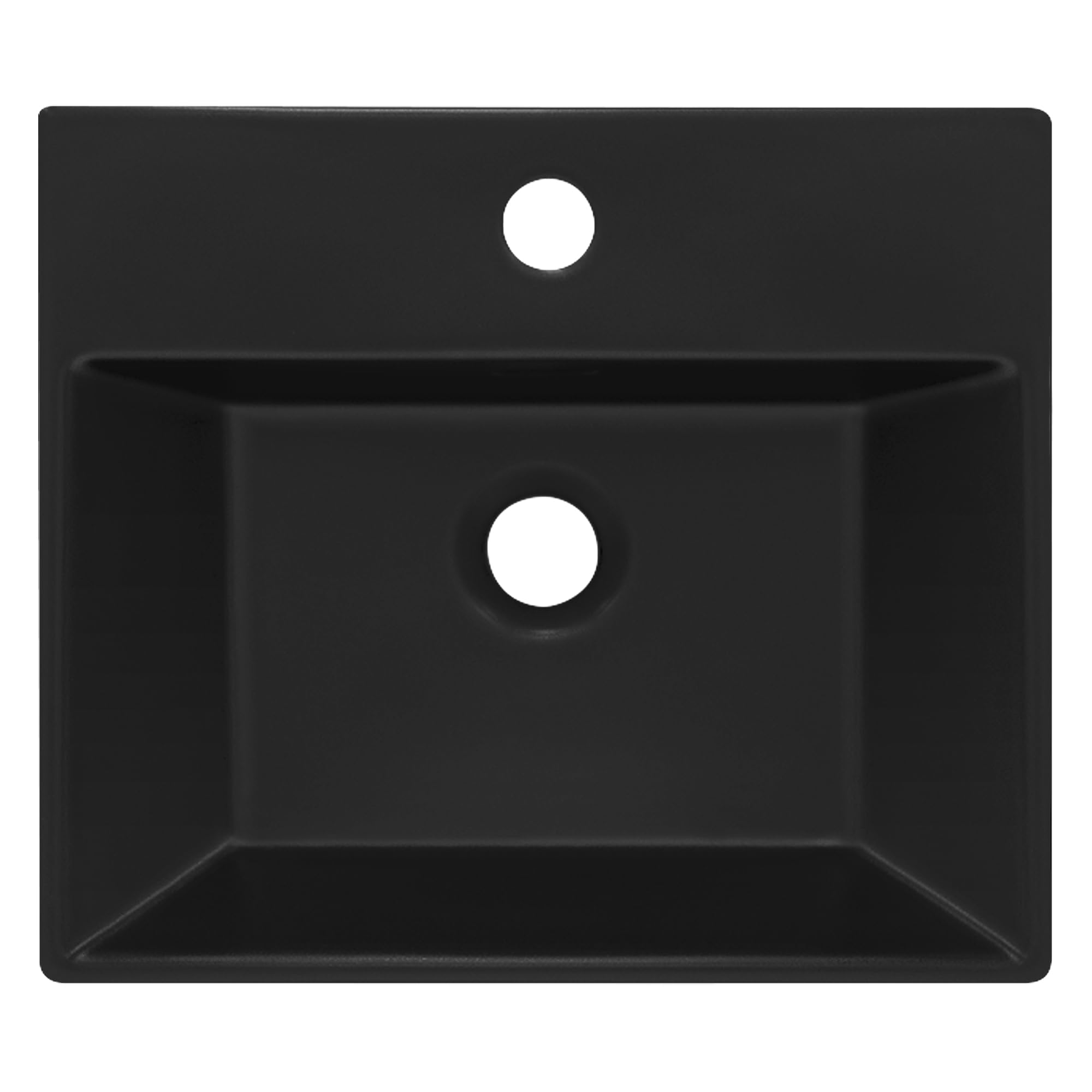 LuxeBath Lavabo en Céramique Noir Mat 415 x 360 x 130 mm, avec Trop-plein et Trou de Robinetterie, Design Moderne et Élégant, Vasque de Salle de Bain/WC à Poser ou Montage Mural, Facile à Installer