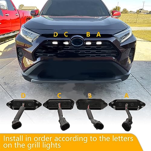 4pcs Auto Parts Grills LED FAT PARA TOYOTA RAV4 2019 2020 2021 SINAL LED LUZES,White