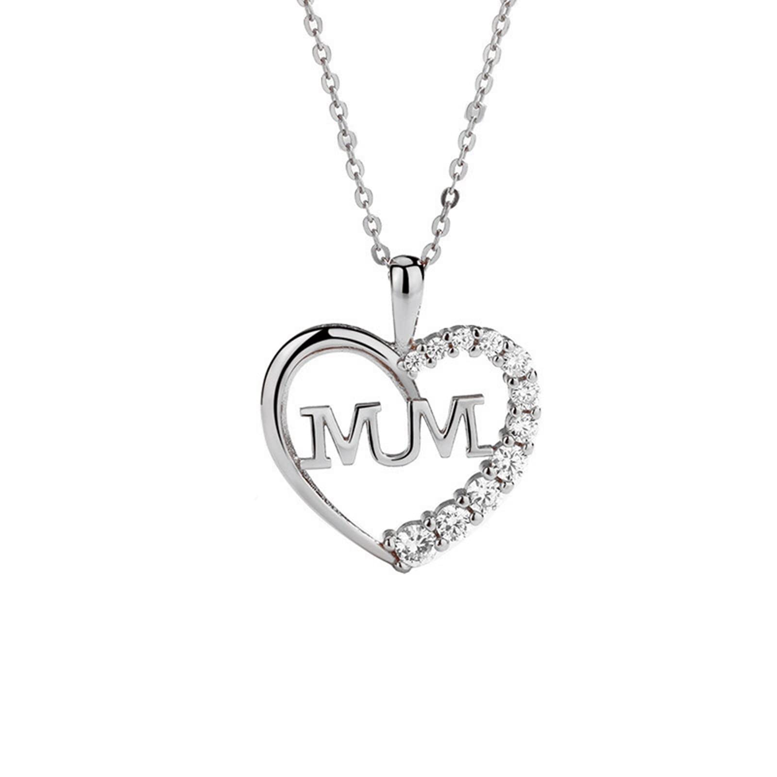 Halskette Damen Weissgold, Silberkette Damen Hochzeit 18K Mutter mit Diamant