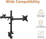 Amazon Basics Montage de bureau à double moniteur réglable, support jusqu'à 81.3 cm Moniteurs et 10 kg par bras, tension réglable, VESA 75x75/100x100, noir