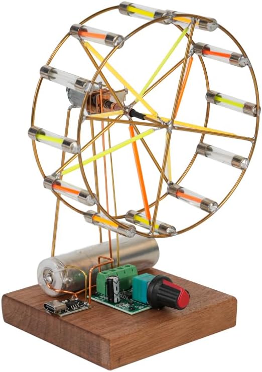 Soldering Practice Kit, Rotating Ferris Wheel DIY Kit with Colorful LED Lights, USB Powered, Easy Assembly for Beginners and Adults, Desktop Decor