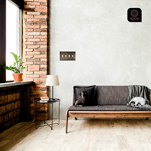 Sleeklighting | Wall Plates Decorative Beveled Antique Brass | Electric Outlet And Switch Covers| Style: 3 Gang Toggle (2 Pack) #TOP4
