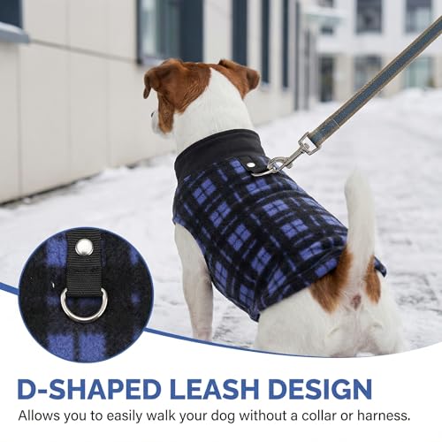 Image of Goaste 6 Pack Fleece Dog Sweaters, Turtleneck Dogs Sweatshirt with Leash Ring, Soft Winter Dogs Clothes, Plaid Dog Outfits Vest for Cats, Assorted Colors (Large)