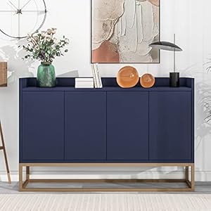 Merax Marineblau Sideboard mit 4 Türen