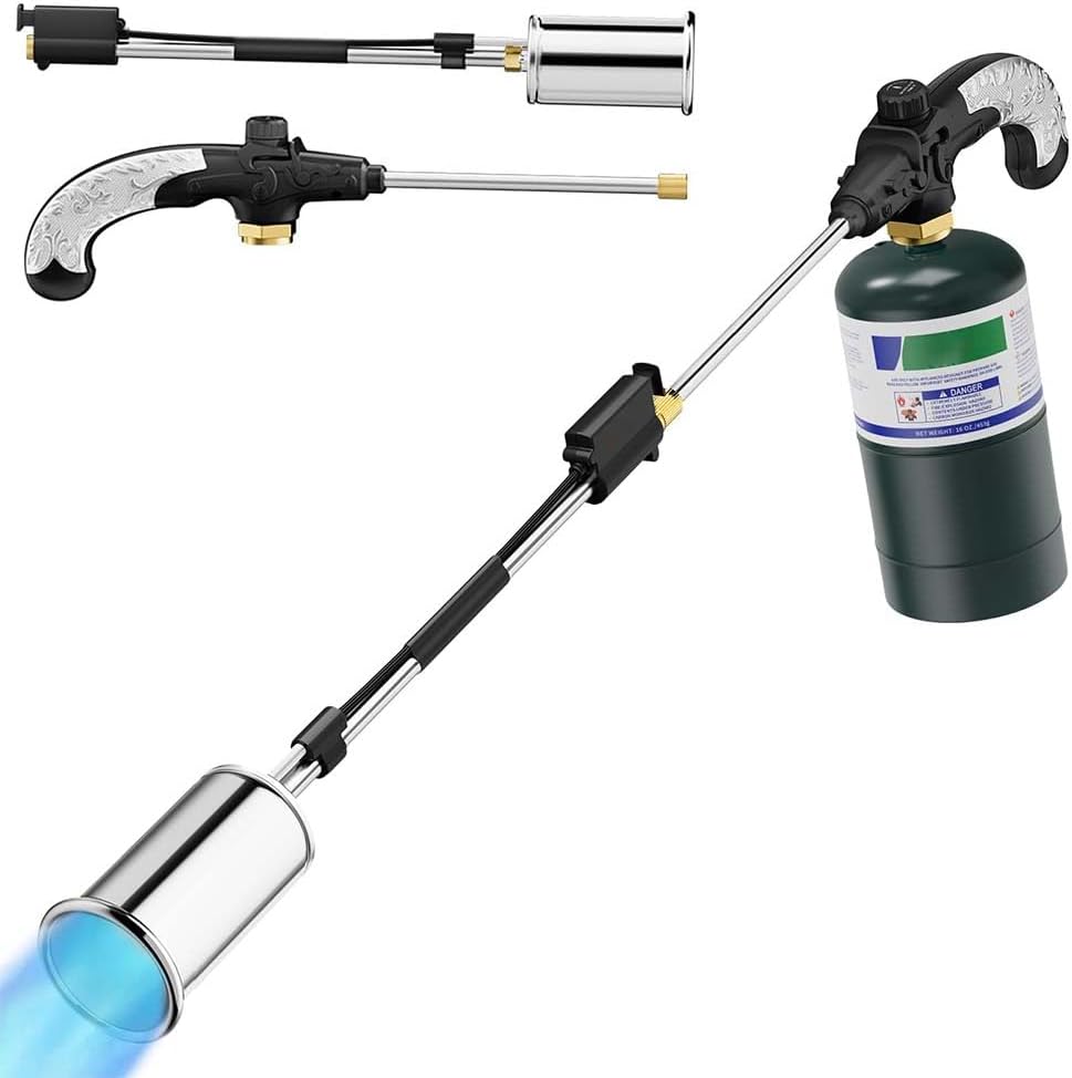 Sakerplus Propane Torch Weed Burner,High Output Propane Weed Burner,30 Inch Outdoor Flame Tool with One-Click Ignition,Adjustable Control,Textured Grip for Driveway Patio Ice Asphalt Repair (1)