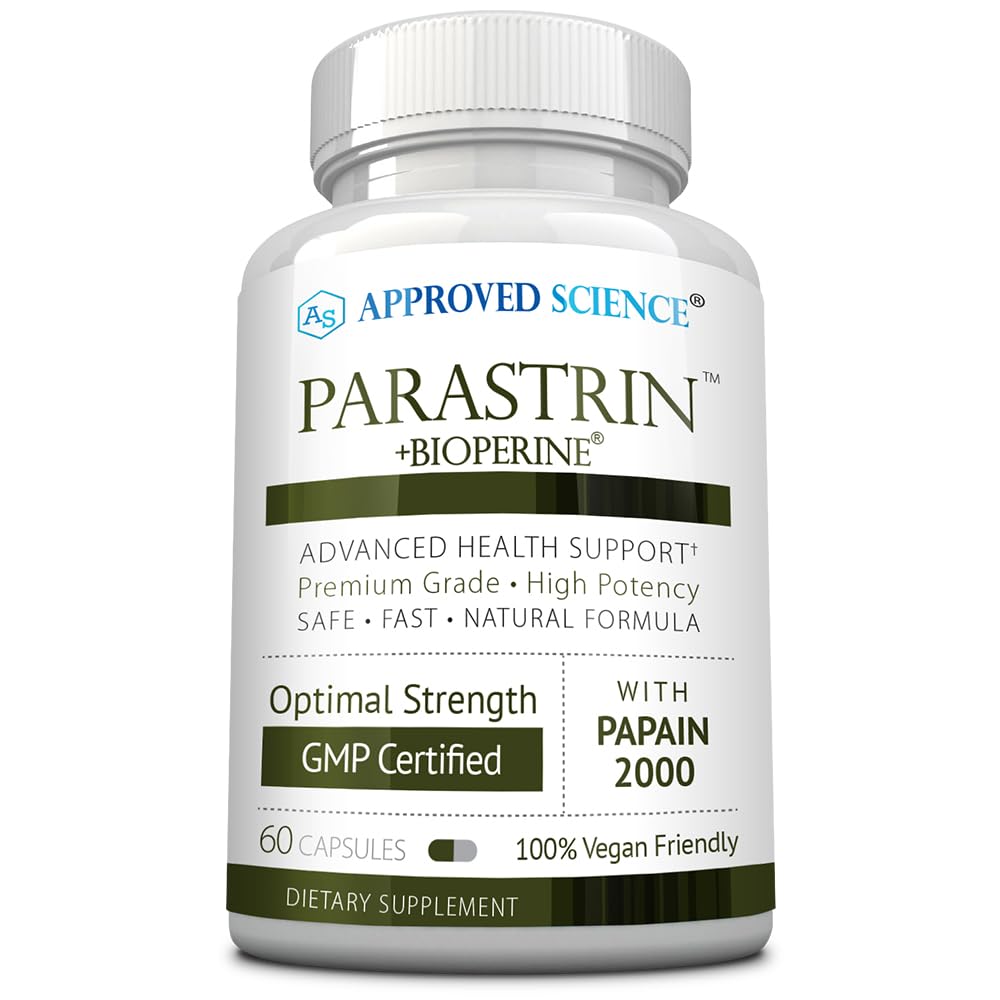Approved Science Parastrin - 60 Capsules - Black Walnut, Garlic Bulb, Papain 2000, BioPerine - Vegan