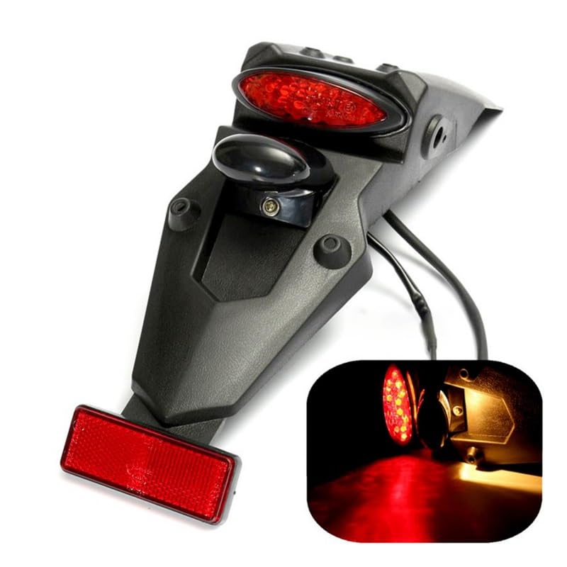 Luz trasera de motocicleta todoterreno con piloto de freno 12V y soporte de matrícula trasero 5