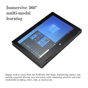 HP 2022 ProBook x360 11.6" HD Touchscreen 2-in-1 Laptop, Intel Celeron N5100, 4GB LPDDR4 RAM, 64GB eMMC Storage, HD Webcam, Windows 10 Pro, Black, 32GB Snow Bell USB Card - immagine 6