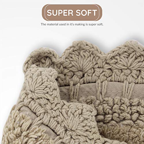 Rajrang Bringing Rajasthan To You Bath Rug For Bathroom Kitchen And Spa With Crochet Pattern Cotton Luxury Absorbent Soft Reversible Boho Bath Mat Sand Oval 24X17 Inches #TOP1