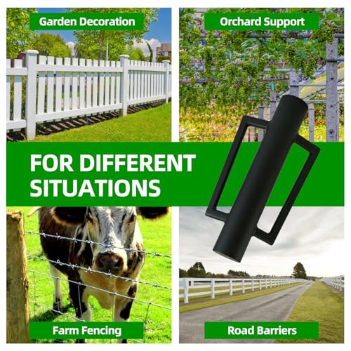 DCLFIRMX Fence Post Driver with Handle 16.5 Inch T Post Driver, 8LB Heavy Duty Hand Post Pounder, 2.7 inch Inner Diameter Hand Post Rammer for Metal Fence Stake, U Channel, Sign Post