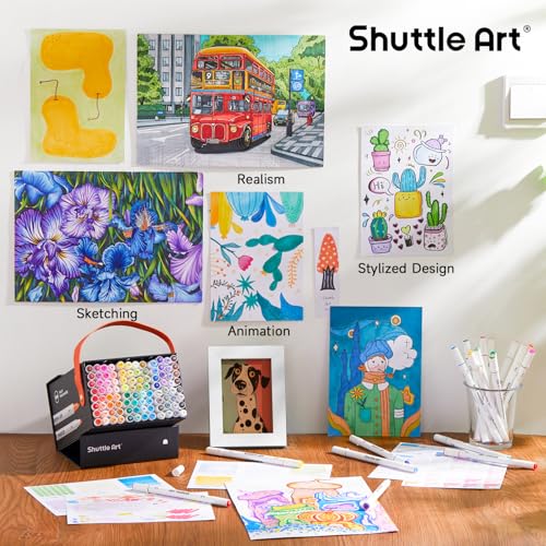 Shuttle Art Alkoholmarker Set mit 100 Farben und Blender
