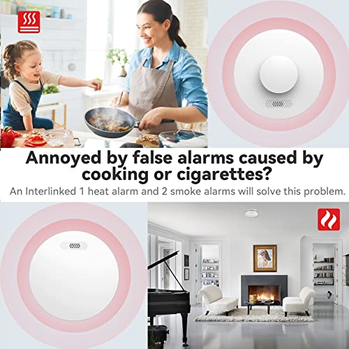Wireless Interlinked Smoke and Heat Alarm Scotland Bundle with 10 Year Battery Life, EN14604, CE Certified, Fire Alarms Scotland Interlinked, Low-Battery Alert, Pre Linked. 3 Pack - Image 4
