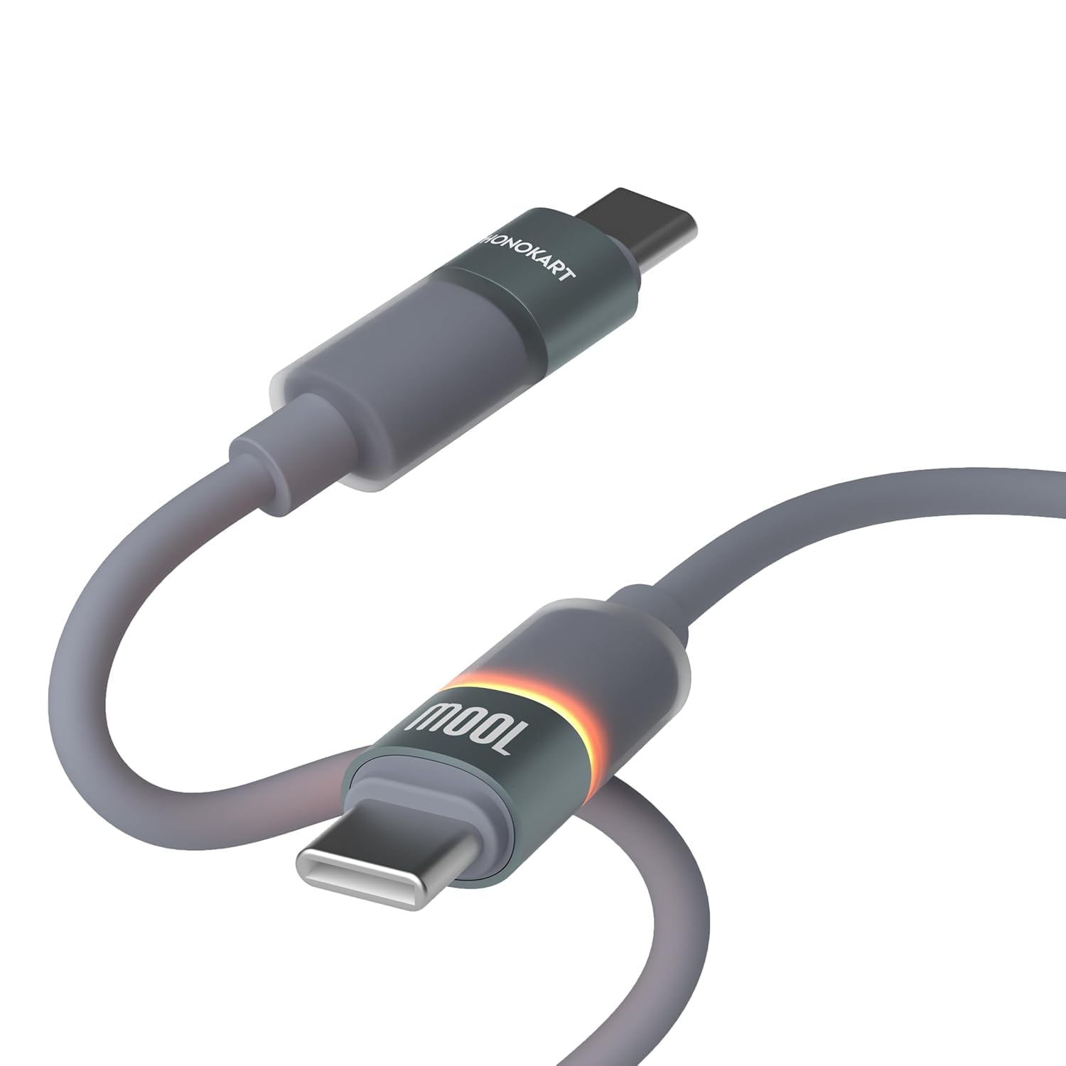 Phonokart Glow 2m 100W 20V 5A C2C Hyper Fast Charging Cable, PD Data Transfer, Warm LED Indicator, Silicone Coated,Build E-Marker Chip, Battery Protect, Supports Car Play & Android Auto-image-13