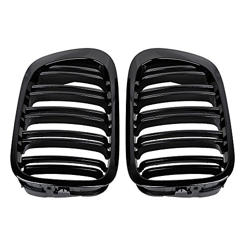 Front Upper Shiny Glos Black Kidney Grille Grill Compatible with