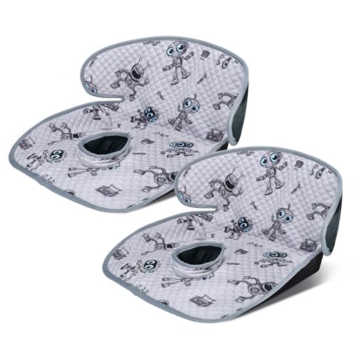 Image of Babenest Car Seat Potty Protector Cover -Waterproof Carseat Training Liner for Baby &Toddler Shower Gift, Dry Piddle Pee Pad with Fun Designs for Strollers & Infant Car Seats (2pcs Robot-Grey)