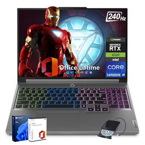 Image of Lenovo Legion 5i Gen 9 Gaming Laptop - Intel i9-14900HX | 16 inch WQXGA(2560x1600) 165Hz | GeForce RTX 4060(TGP 140W) | RGB Backlit KB | w /Office Lifetime & DVD Drive | Win11 PRO(64GB DDR5 RAM | 2TB SSD)