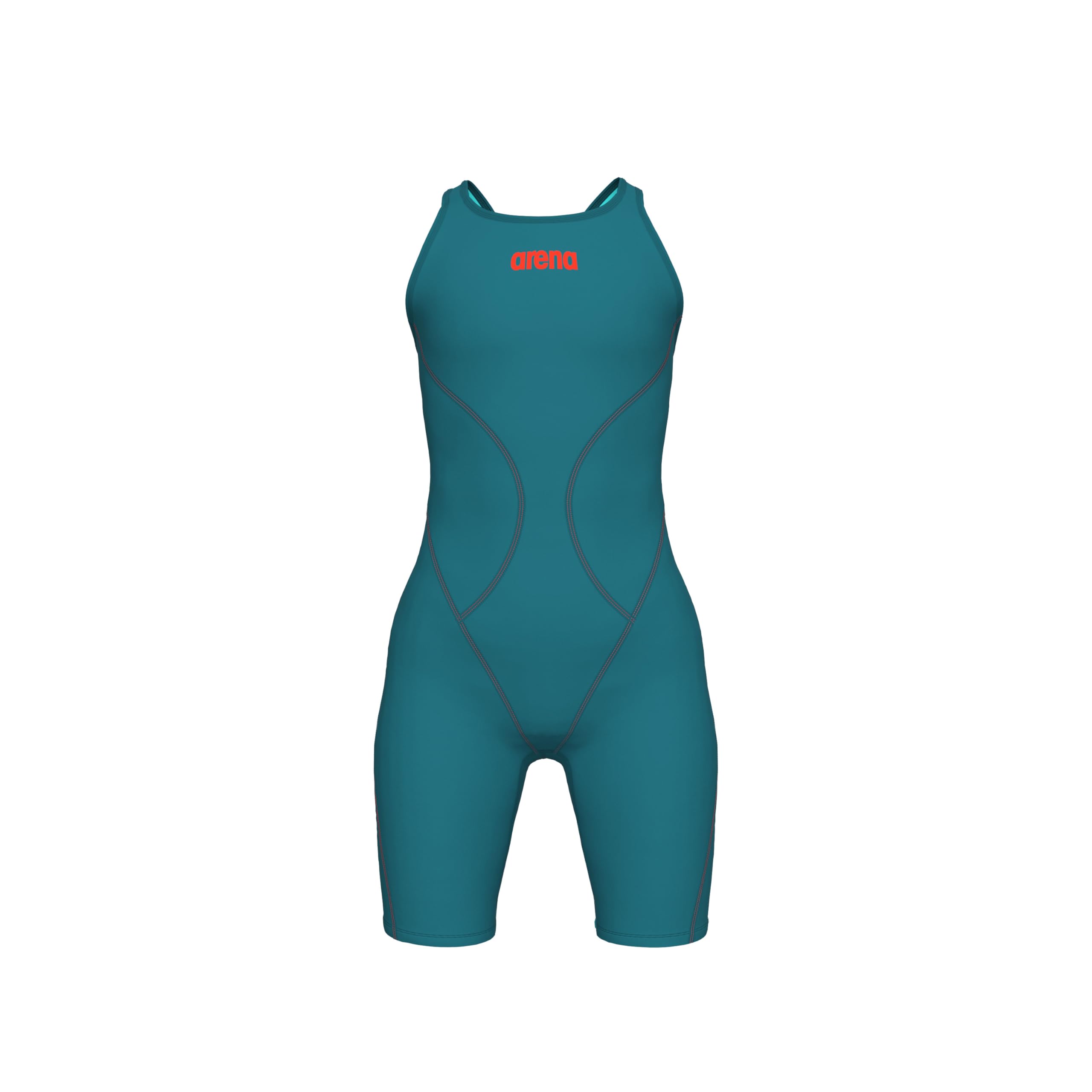 Photo 1 of ARENA Powerskin Impulso Open Back Junior Girls’ Competition Racing Swimsuit Jade Aura Full Body Short Leg Kneeskin One Piece Athletic Tech Swim Suit, Biscay Bay Green/Cherry Red, US Size 24