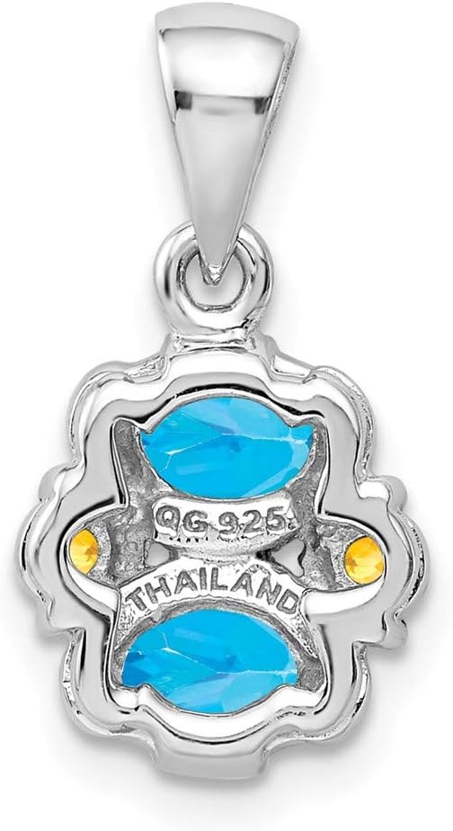925 Sterling Silver Blue Topaz Yellow Citrine Pendant Charm Necklace Gemstone Fine Jewelry For Women Gifts For Her