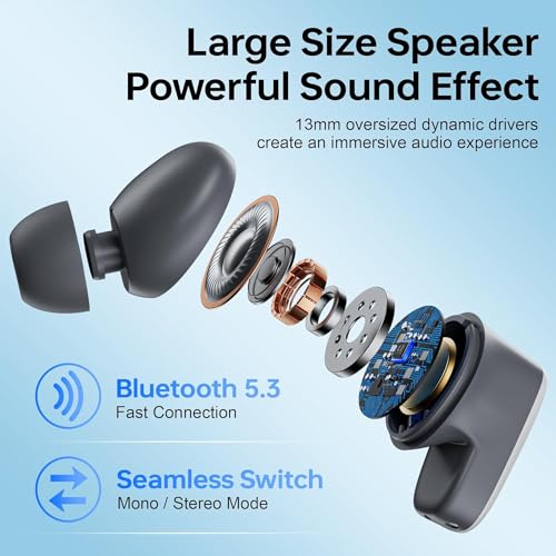 Wireless Earbuds Bluetooth 5.3 Headphones Stereo Sound Binaural ENC Noise Canceling 48hrs Playtime With Digital Display Charging Case IPX7 Waterproof Earphones in-Ear Earbud for TV Phone Laptop White - Image 5