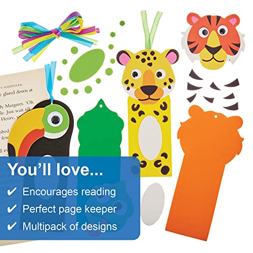 Baker Ross FX558 Rainforest Animals Bookmark Kits - Pack of 8, Foam Craft Kits for Kids, Colorful, Medio - Image 3