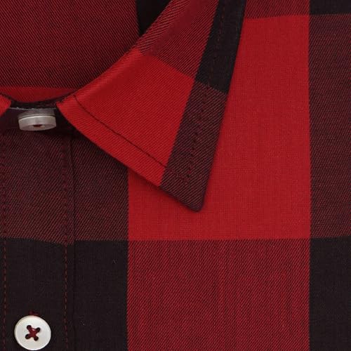 Image of GHPC 100% Cotton Checkered Half Sleeves Regular Fit Formal Shirt for Men